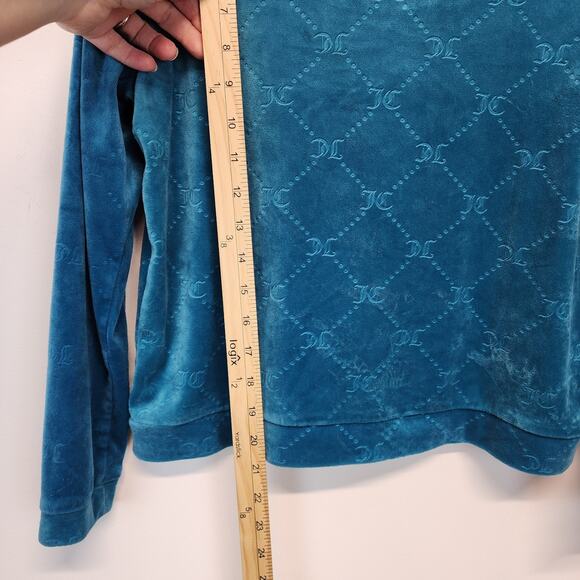Juicy Couture Velour Track Pajama Set Size S Allover Logo Teal Turquoise Y2K - Picture 7 of 13